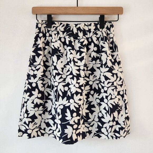 J. Crew Linen Blend Floral Career Skit Elastic Pull-On Waist Professional Size 0 - Picture 1 of 6